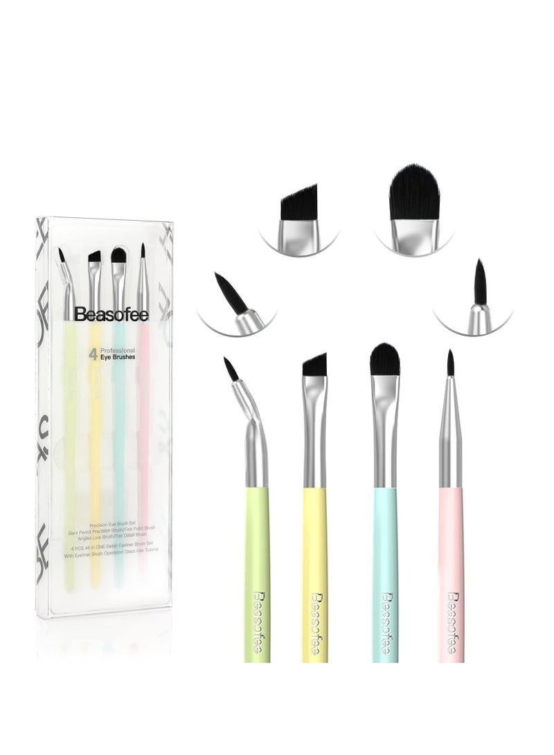 BEASOFEE Eyeliner Brush Set Gel Liner Makeup Brushes- Multicolor Ultra Fine Bent Pencil Point Eyeliner Brush Thin Slanted Flat Angle for Precision Liner, Synthetic Bristles Eyebrow Makeup Tool - Image 1