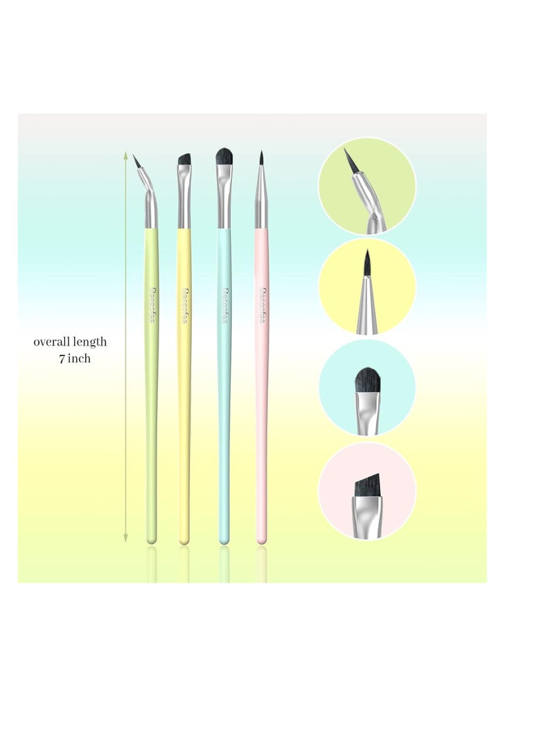 BEASOFEE Eyeliner Brush Set Gel Liner Makeup Brushes- Multicolor Ultra Fine Bent Pencil Point Eyeliner Brush Thin Slanted Flat Angle for Precision Liner, Synthetic Bristles Eyebrow Makeup Tool - Image 2