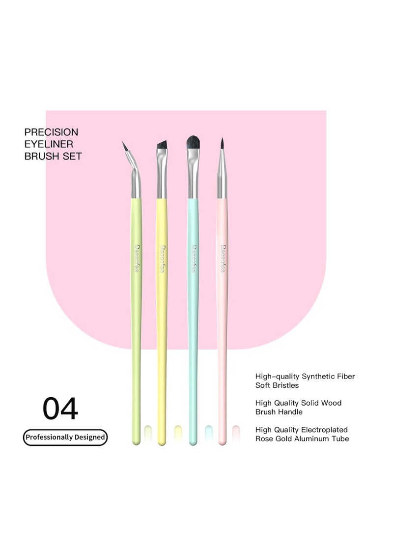 BEASOFEE Eyeliner Brush Set Gel Liner Makeup Brushes- Multicolor Ultra Fine Bent Pencil Point Eyeliner Brush Thin Slanted Flat Angle for Precision Liner, Synthetic Bristles Eyebrow Makeup Tool - Image 3