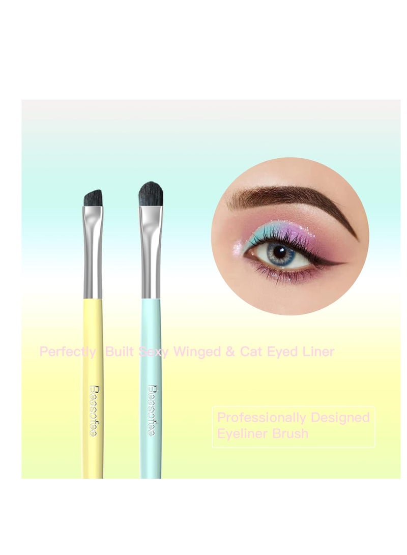 BEASOFEE Eyeliner Brush Set Gel Liner Makeup Brushes- Multicolor Ultra Fine Bent Pencil Point Eyeliner Brush Thin Slanted Flat Angle for Precision Liner, Synthetic Bristles Eyebrow Makeup Tool - Image 4