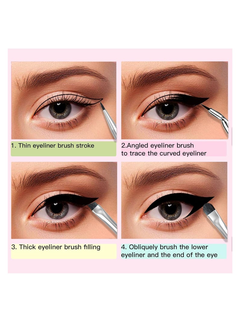 BEASOFEE Eyeliner Brush Set Gel Liner Makeup Brushes- Multicolor Ultra Fine Bent Pencil Point Eyeliner Brush Thin Slanted Flat Angle for Precision Liner, Synthetic Bristles Eyebrow Makeup Tool - Image 5
