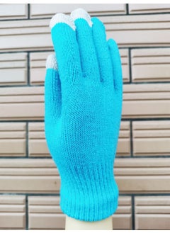 Generic Touch Screen Knitted Gloves Thick Warm Winter Sky Blue 