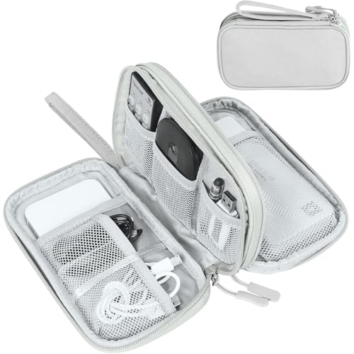 FYY Travel Cable Organizer Bag Pouch Electronic Accessories Carry Case Portable Waterproof Double Layers All-in-One Storage for Cord, Charger, Phone, Earphone Grey - Image 1