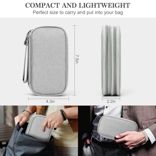 FYY Travel Cable Organizer Bag Pouch Electronic Accessories Carry Case Portable Waterproof Double Layers All-in-One Storage for Cord, Charger, Phone, Earphone Grey - Image 2