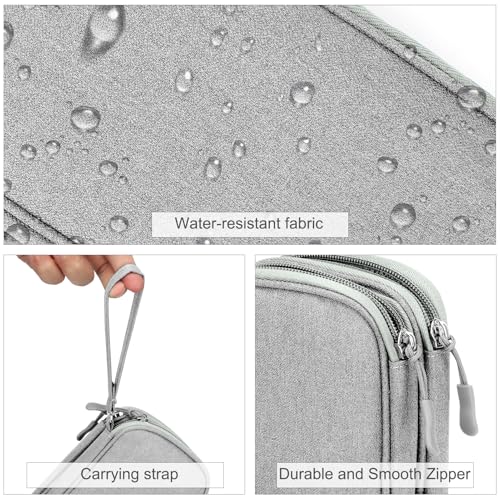 FYY Travel Cable Organizer Bag Pouch Electronic Accessories Carry Case Portable Waterproof Double Layers All-in-One Storage for Cord, Charger, Phone, Earphone Grey - Image 4
