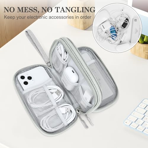 FYY Travel Cable Organizer Bag Pouch Electronic Accessories Carry Case Portable Waterproof Double Layers All-in-One Storage for Cord, Charger, Phone, Earphone Grey - Image 5