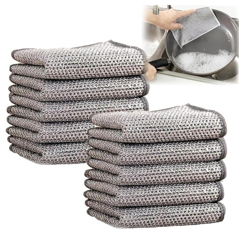 Desolio Poshzon Cleaning Cloths Hevito Multipurpose Wire Miracle Cleaning Cloths Multipurpose Wire Dishwashing Rags for Wet and Dry for Washing Dishes Sinks Counters Stove Tops 10 Pcs - Image 1