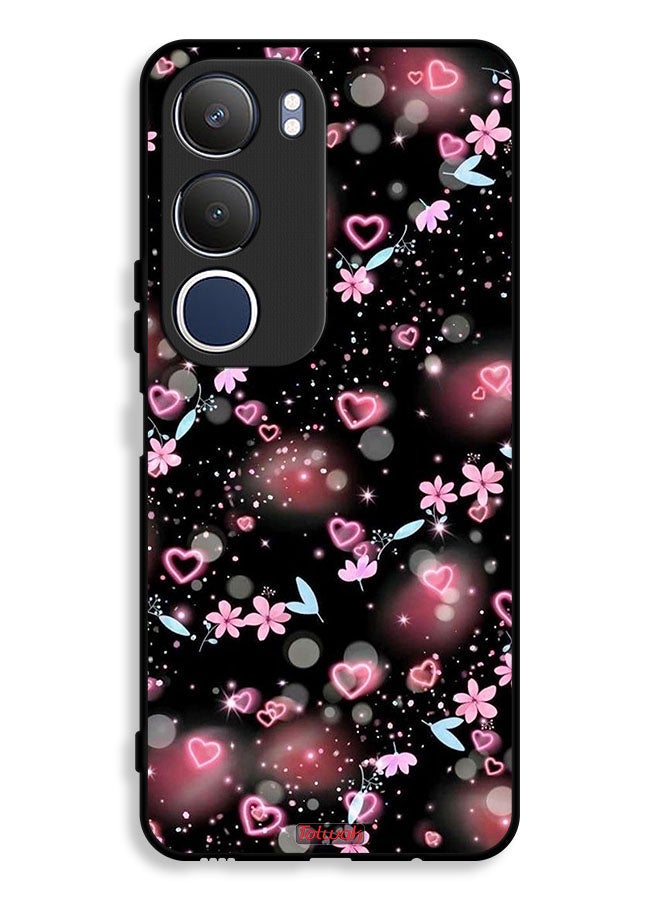 Tolwak غطاء واقي لهاتف Vivo Y19s 4G مزين بقلوب صغيرة وزهور - Image 1