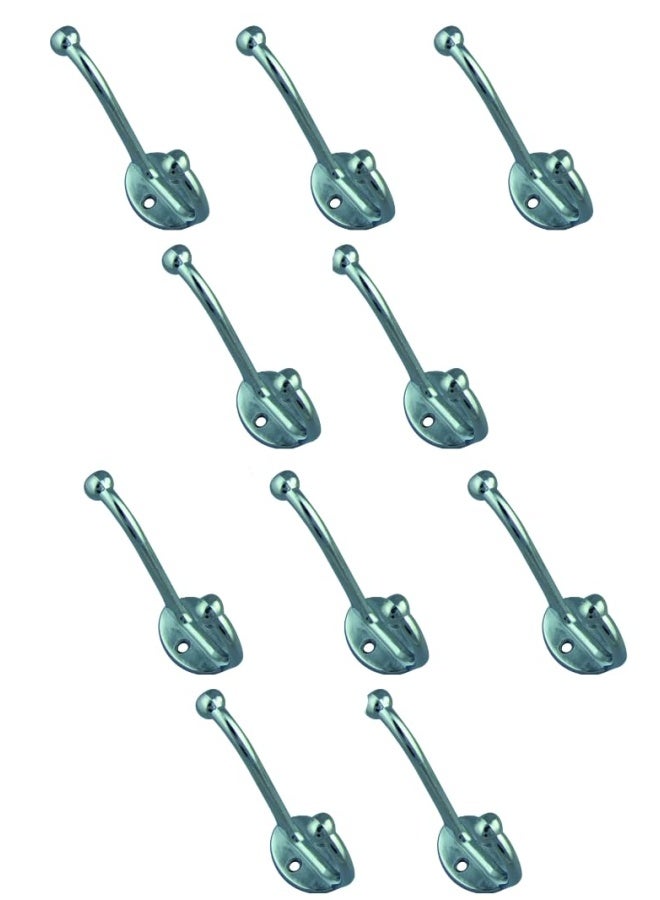 ROBUSTLINE Multipurpose Wall Mounted Double Hat And Coat Hooks For Clothes Coats Hats Belts Towels Cs-257 10 Chrome Plated