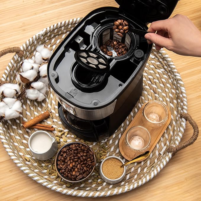 Mixpresso 5-Cup Drip Coffee Maker, Automatic Brew Coffee Pot Machine with Built-In Burr Coffee Grinder, Programmable Smart Coffee Maker with Timer With Glass Carafe Coffee Pot - Image 2