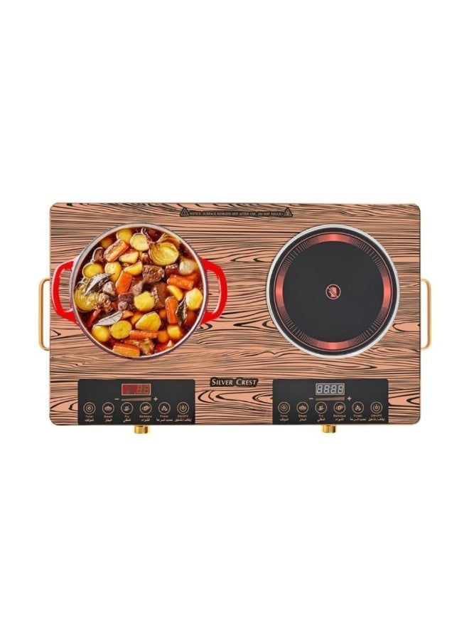 SILVER CREST 3500W Infrared Double Burner Electric Cooktop | LED Display, 10 Power Levels, Touch Control | Universal Cookware Compatibility | Built-in Safety Timer | High-Efficiency Kitchen Stove - Image 2