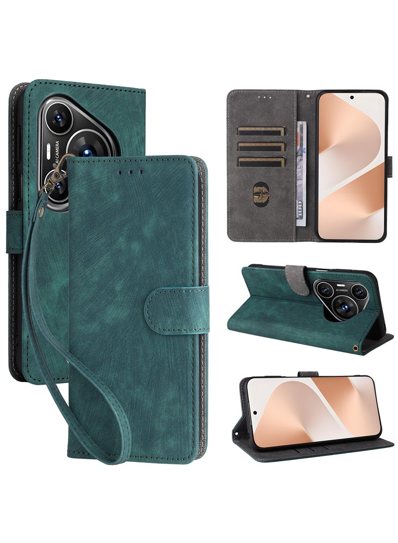 For Huawei Pura 80 Pro / 80 Pro+ Flip Cover with Detachable lanyard, PU Leather Full Body Protection Shockproof Flip Mobile Phone Case, RFID Anti-theft Brush Folio Wallet Case - Image 1