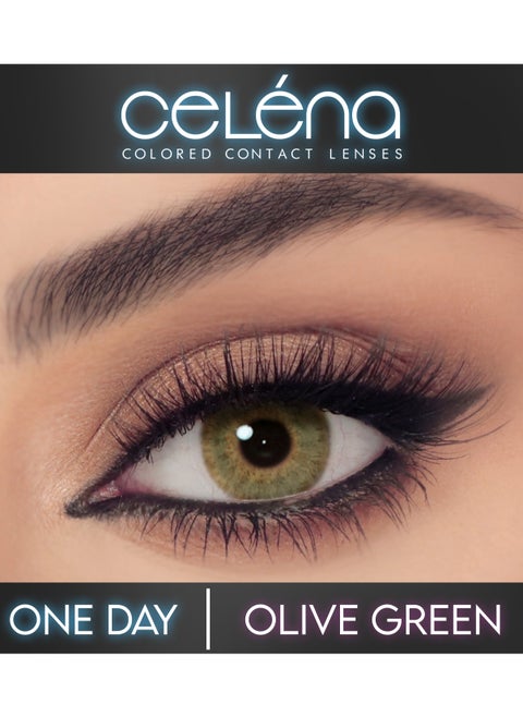 Celena Colored Contact Lenses, Daily Disposable, Cosmetic- Olive Green