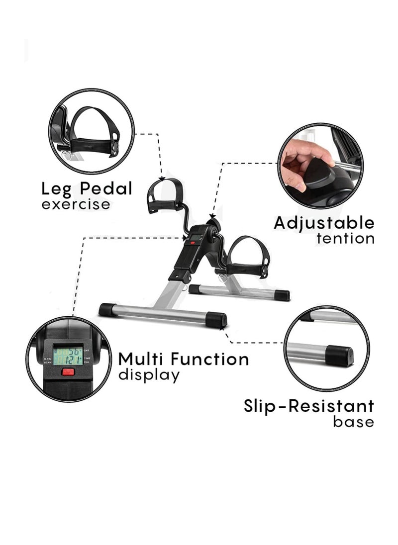 Toshonics - Under Desk Bicycle Compact Pedal Exerciser Bike Foldable Mini Trainer For Full Body Arm Leg Workout Peddler Machine Ideal for Home Office Rehabilitation Cardio Strength Fitness Sport Gym Equipment - Image 1