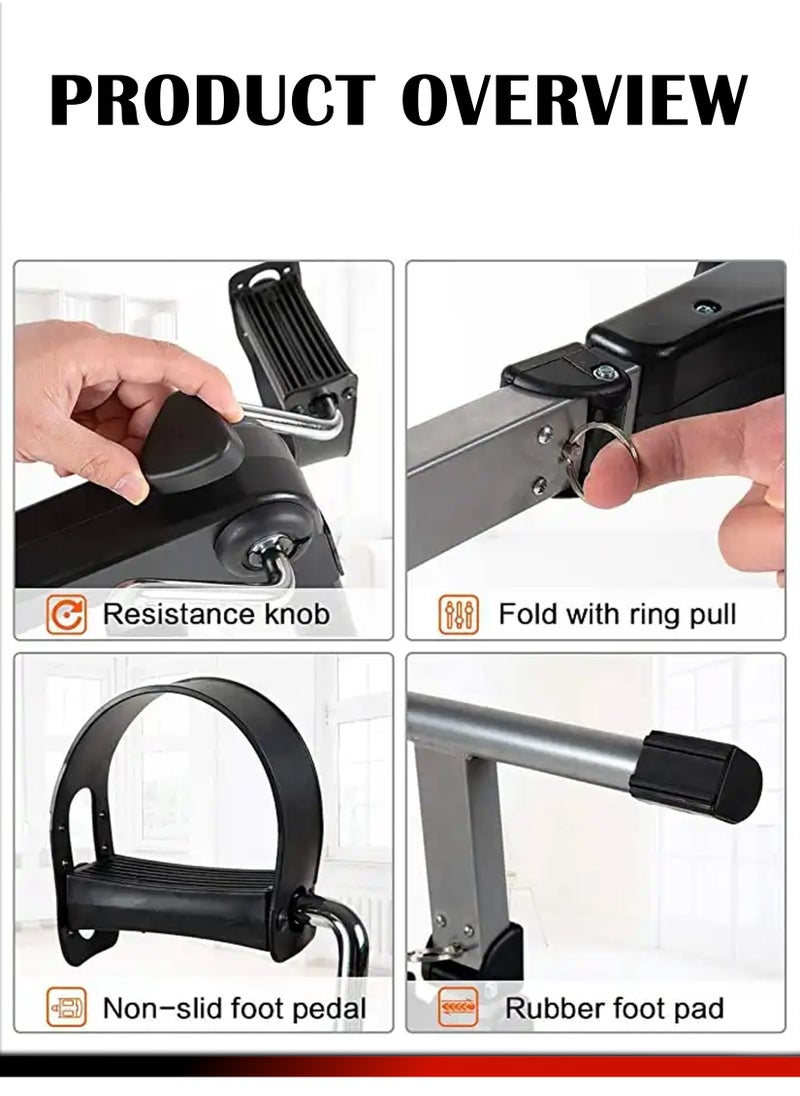 Toshonics - Under Desk Bicycle Compact Pedal Exerciser Bike Foldable Mini Trainer For Full Body Arm Leg Workout Peddler Machine Ideal for Home Office Rehabilitation Cardio Strength Fitness Sport Gym Equipment - Image 1