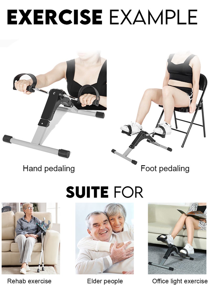 Toshonics - Under Desk Bicycle Compact Pedal Exerciser Bike Foldable Mini Trainer For Full Body Arm Leg Workout Peddler Machine Ideal for Home Office Rehabilitation Cardio Strength Fitness Sport Gym Equipment - Image 1