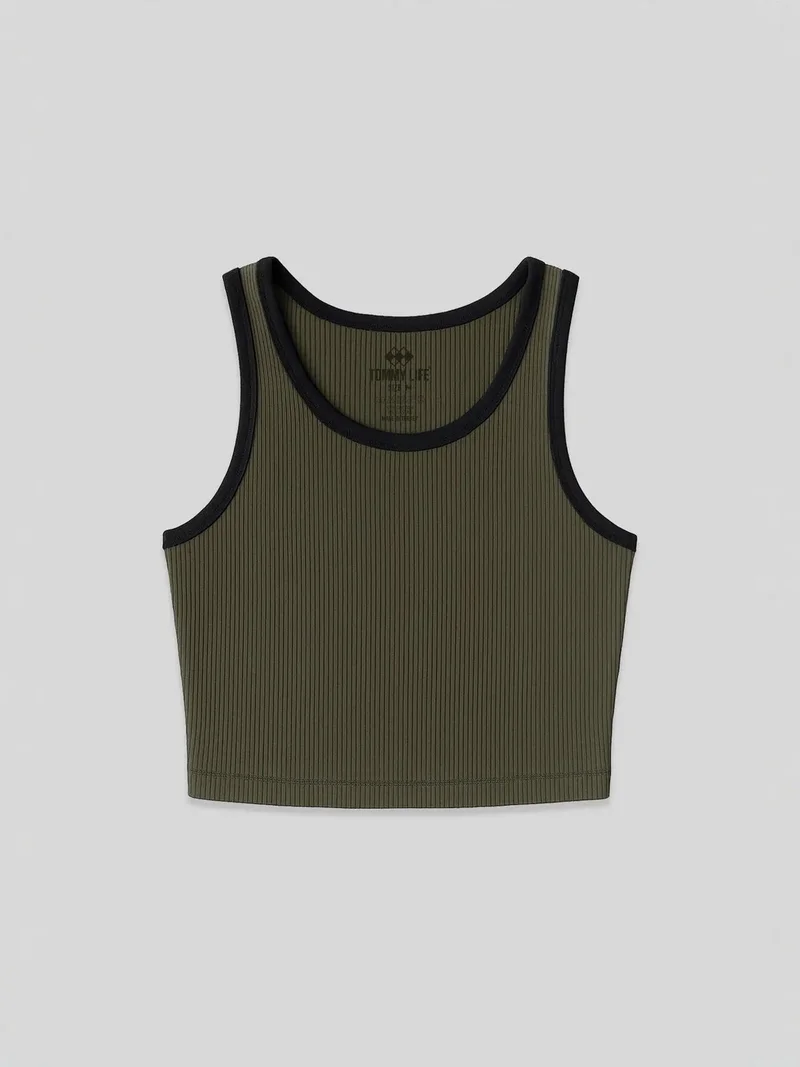 تومي لايف TOMMY Ribbed Sleeveless Crop Top