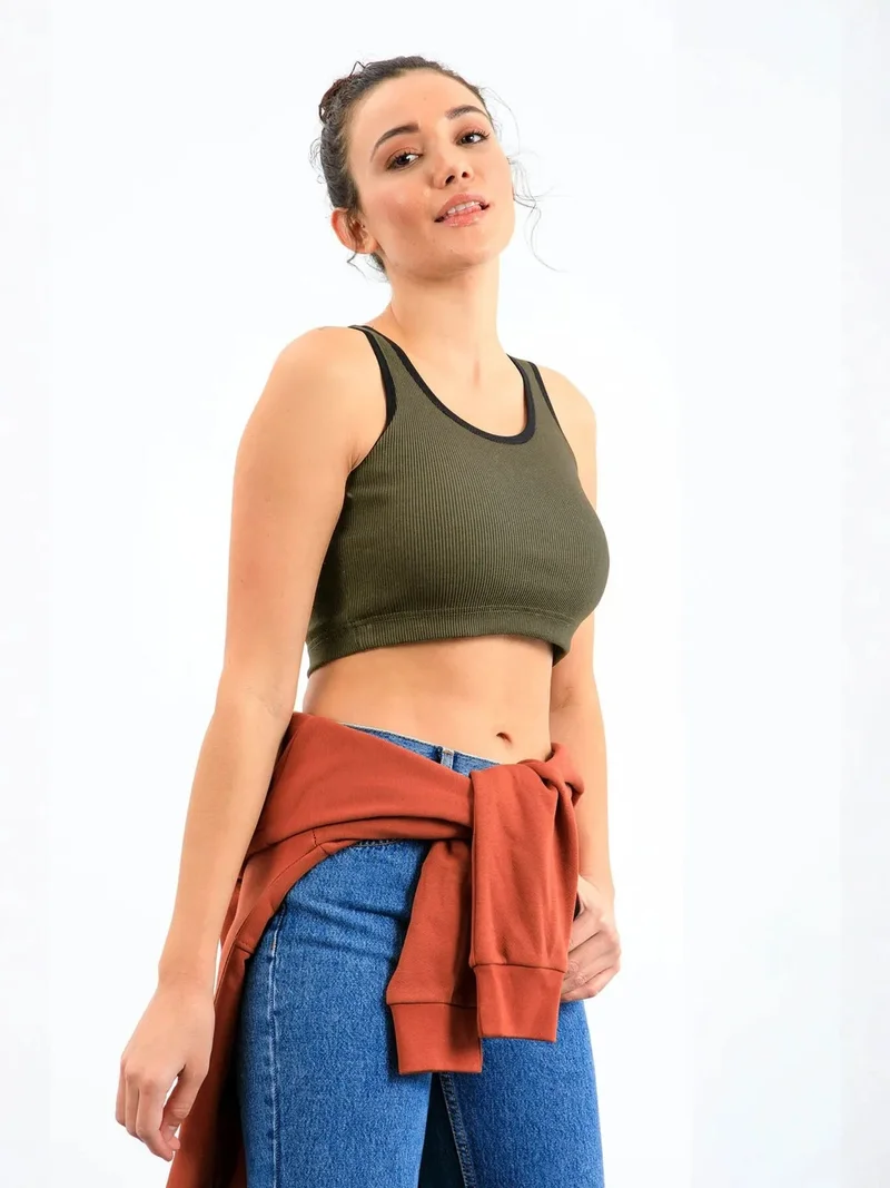 تومي لايف TOMMY Ribbed Sleeveless Crop Top