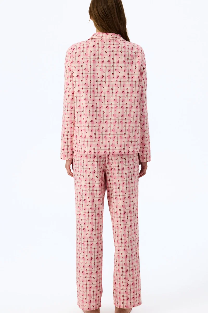 Penti PENTI Floral Garden Checkered Long Sleeve Shirt Pants Pajama Set