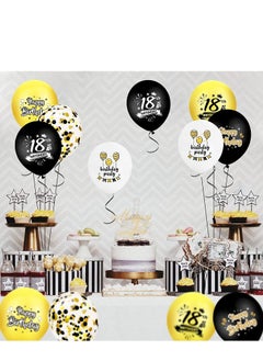 Brain Giggles Brain Giggles 18th Birthday Balloon set - Black and Gold - 12pcs  - Image 3