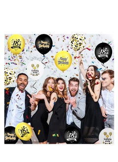 Brain Giggles Brain Giggles 18th Birthday Balloon set - Black and Gold - 12pcs  - Image 4
