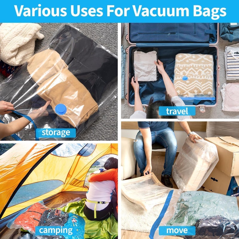 AMINAC 12 Vacuum Storage Bags with USB Rechargeable Electric Pump, Sizes 50×40cm, 60×40cm, 60×50cm, 7 Micron Thick Clothes Compression Bags for Storage & Travel, Green Gift Box - Image 5