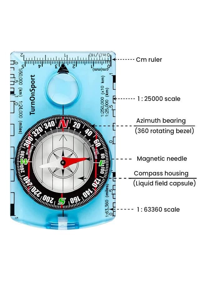 2 Pcs Outdoor Compass with Adjustable Declination,Magnifier,Ruler,Scale. Multifunctional Orienteering Waterproof Compass for Map Reading, Navigation, Hiking - Image 2
