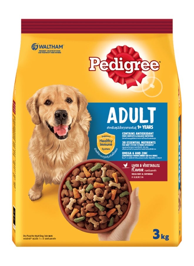 Pedigree - Adult 1+ Years Liver & Vegetables Flavor 3 KG - Image 1