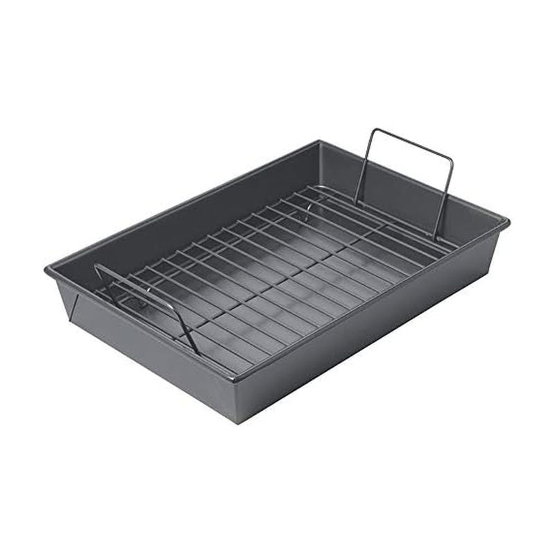 Chicago Metallic 16947 Professional Roast Pan with Non-Stick Rack, 13-Inch-by-9-Inch, Gray