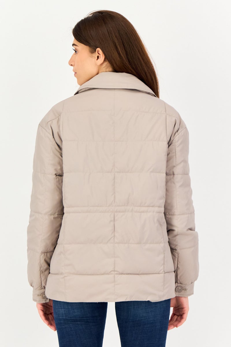 Andrew Marc Women Quilted Puffer Jacket, Taupe - Image 4