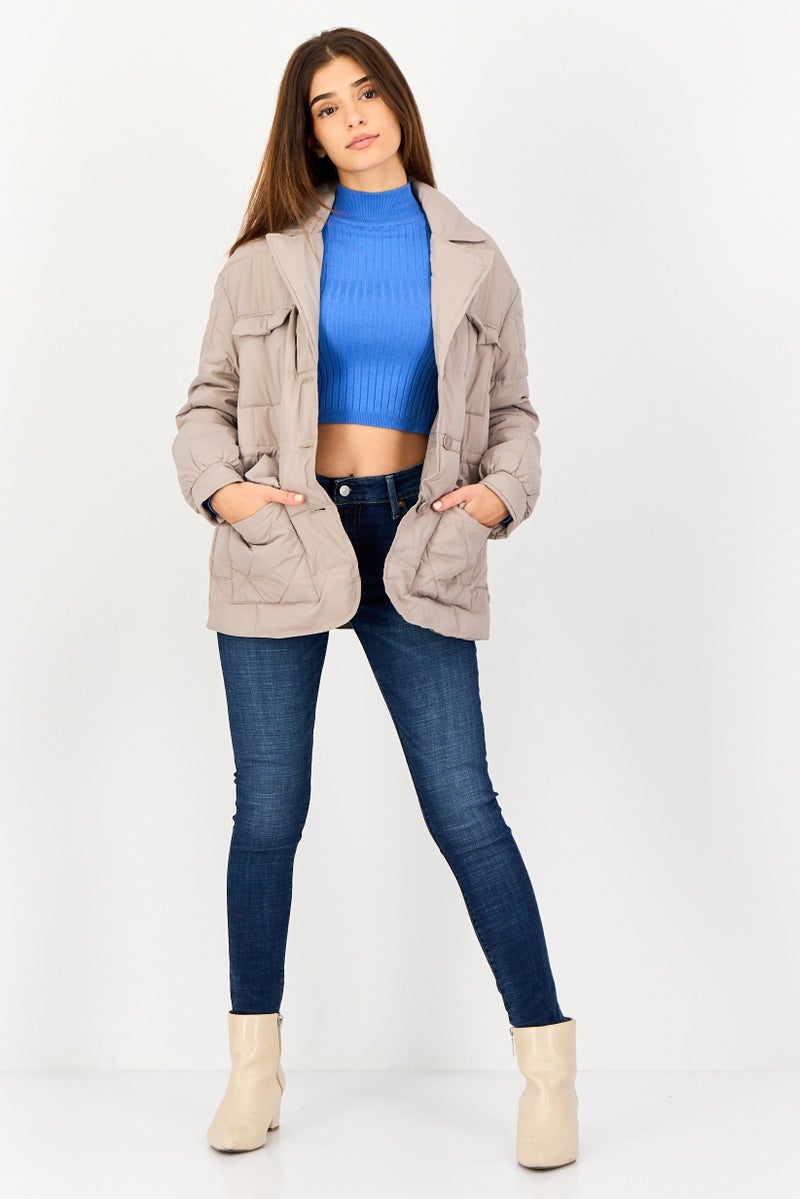 Andrew Marc Women Quilted Puffer Jacket, Taupe - Image 3