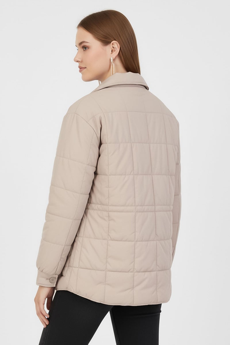 Andrew Marc Women Quilted Puffer Jacket, Taupe - Image 4