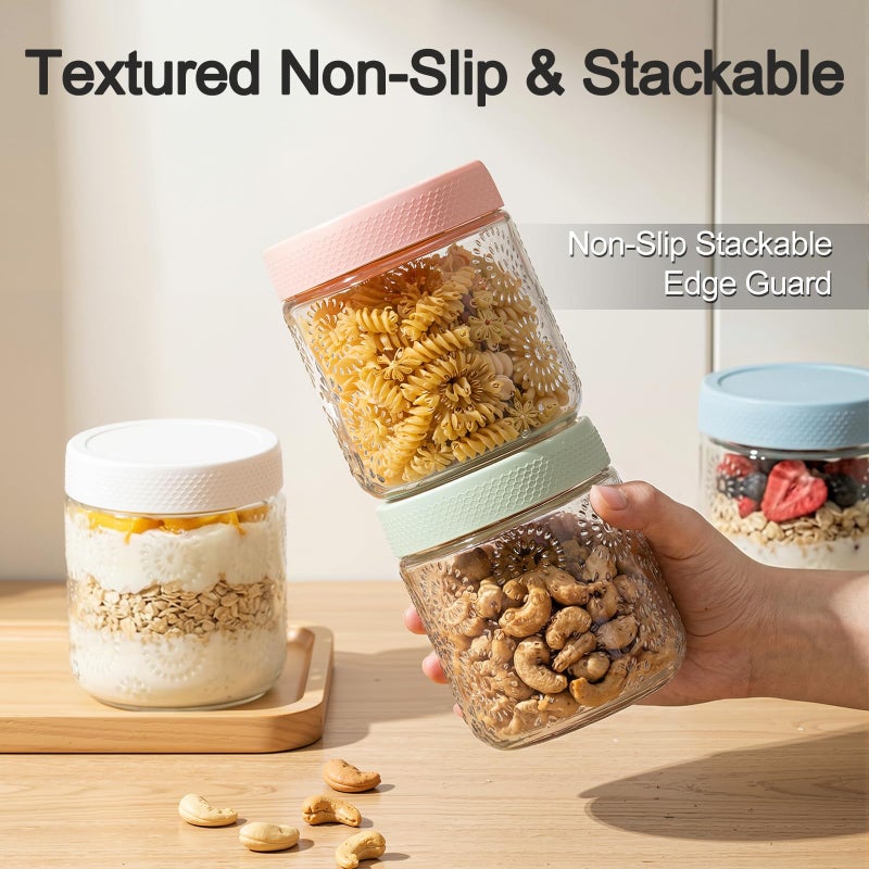 GYOSUGANG 6 pack 16 oz Overnight Oats Containers with Lids, Glass Food Storage Container, Airtight Salad Jars, Mason Jars for Overnight Oats, Yogurt, Oatmeal, Salad, Coffee, Spices - Image 4