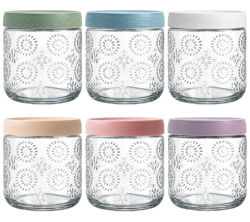 GYOSUGANG 6 pack 16 oz Overnight Oats Containers with Lids, Glass Food Storage Container, Airtight Salad Jars, Mason Jars for Overnight Oats, Yogurt, Oatmeal, Salad, Coffee, Spices - Image 1