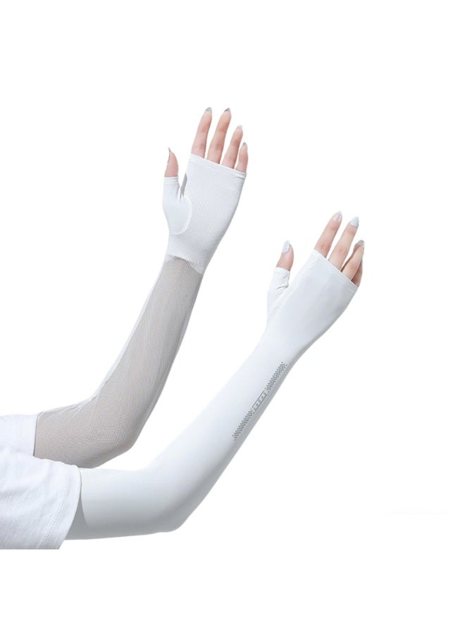 Summer Driving Sun Protection Gloves Women's Half Finger Long Ice Thin Silk Sunscreen Sleeve Covers Cycling Sport Arm Protector - Image 1