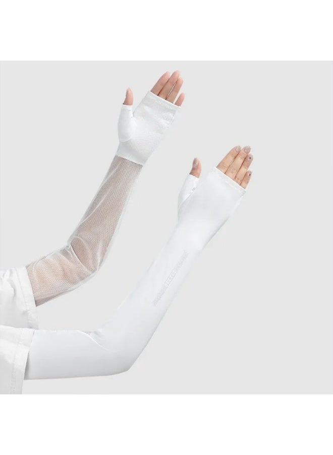 Summer Driving Sun Protection Gloves Women's Half Finger Long Ice Thin Silk Sunscreen Sleeve Covers Cycling Sport Arm Protector - Image 4