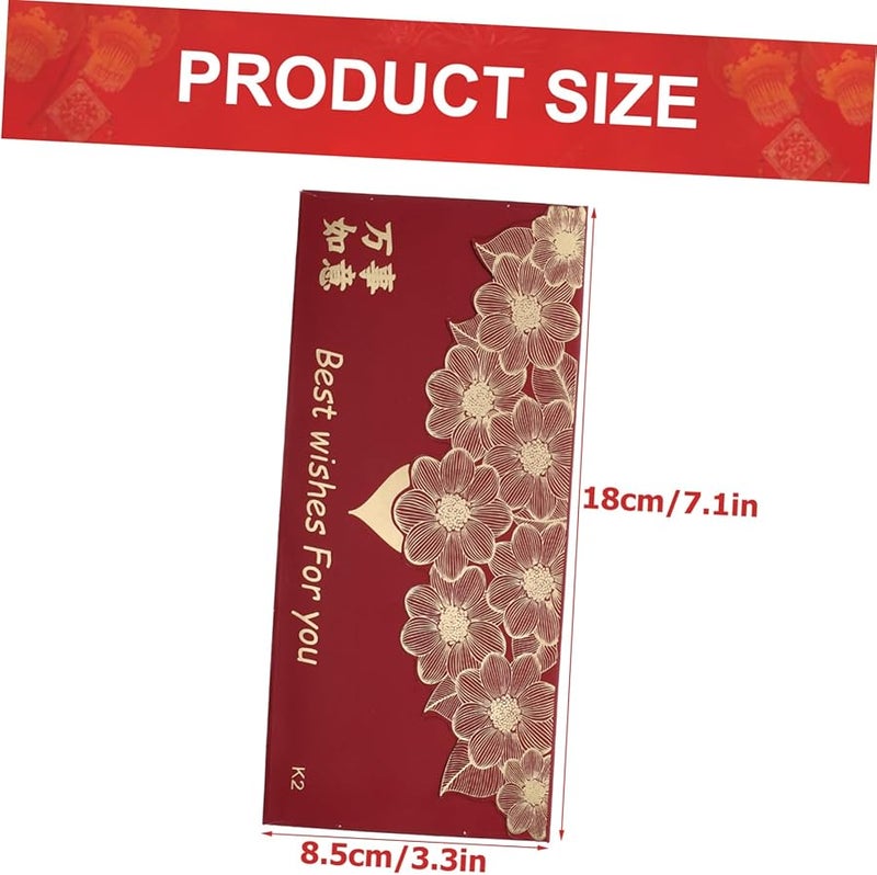 ظروف تقليدية حمراء للعيد الصيني والزفاف 60 قطعة جيوب نقود - Image 3