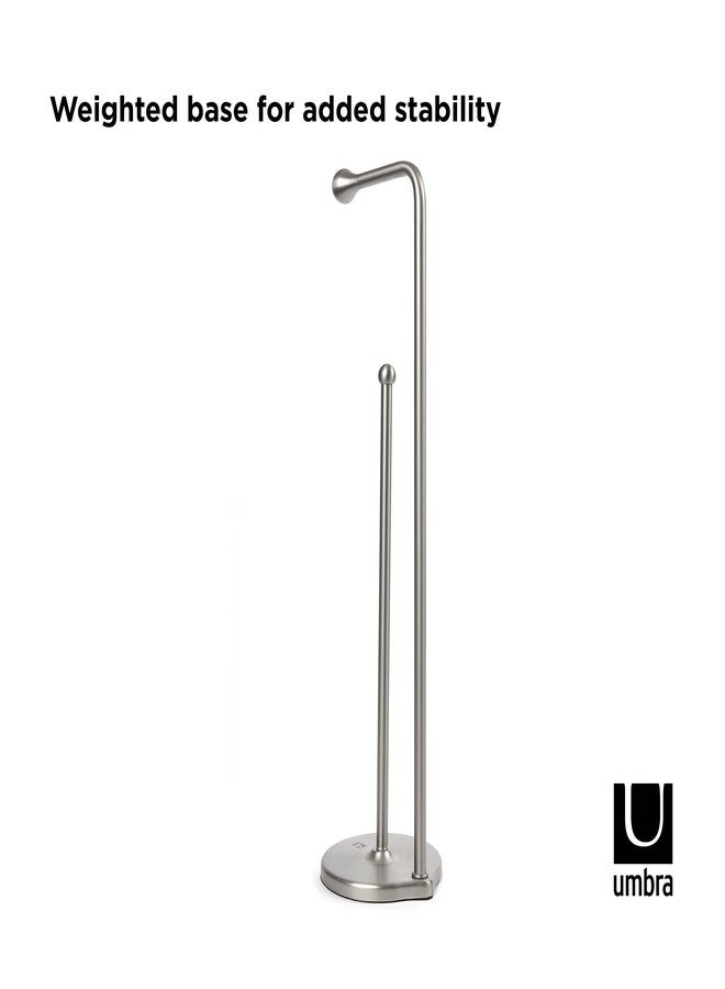 Umbra Teardrop Free Standing Toilet Paper Holder Stand and Holder with Storage for up to 5 TP Rolls, Brushed Nickel - Image 5