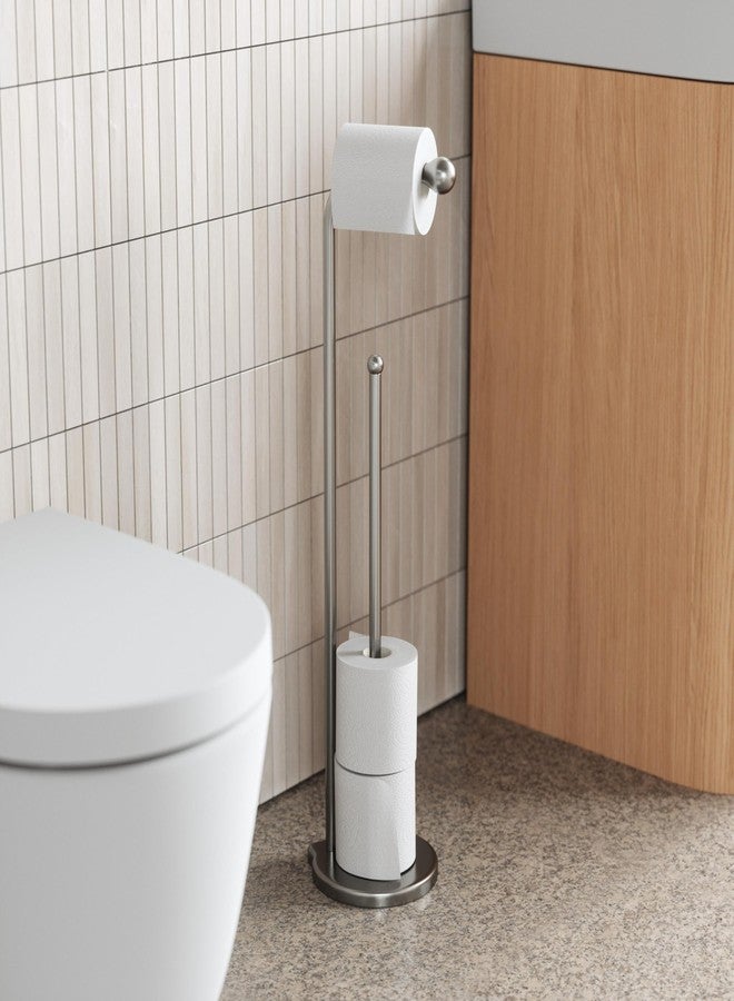 Umbra Teardrop Free Standing Toilet Paper Holder Stand and Holder with Storage for up to 5 TP Rolls, Brushed Nickel - Image 2