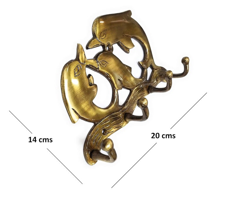 FAPBADRI Brass Keyholder Dolphin Design for WallHome DecorOffice Decor Antique Finish Screws and Wallplugs Included - Image 2