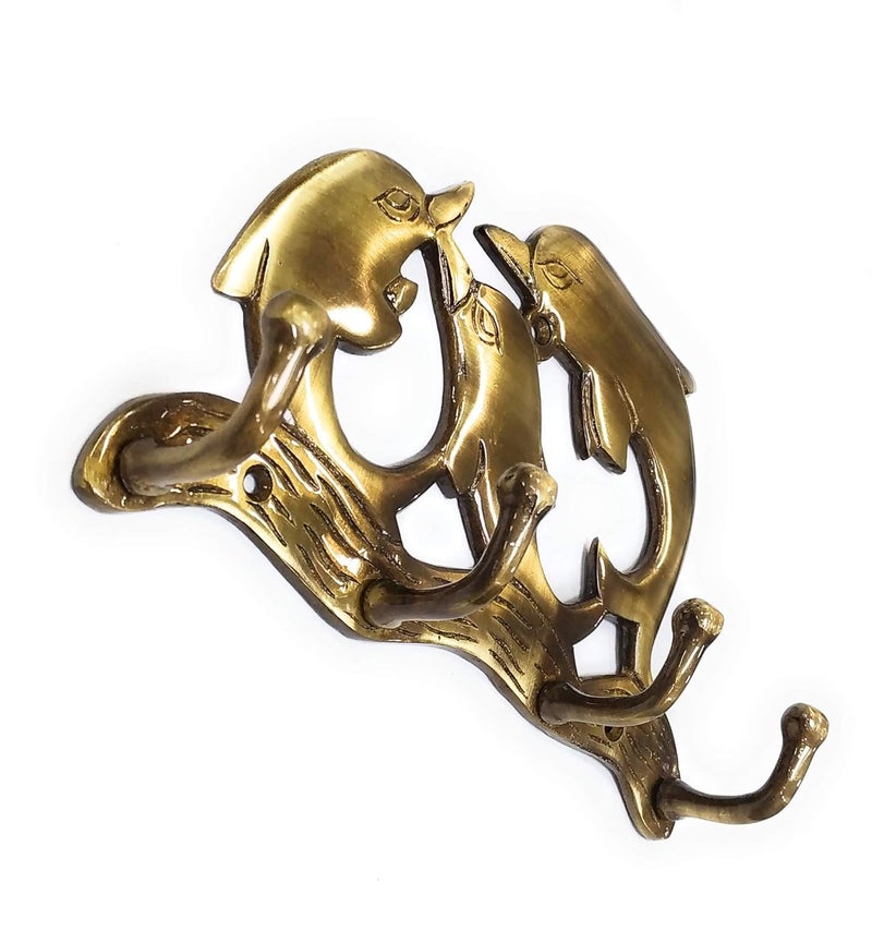 FAPBADRI Brass Keyholder Dolphin Design for WallHome DecorOffice Decor Antique Finish Screws and Wallplugs Included - Image 5