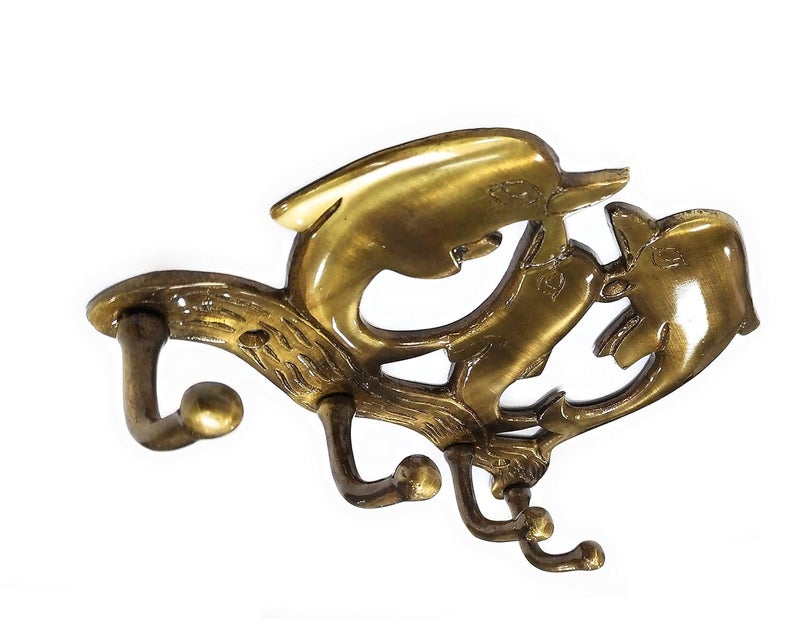FAPBADRI Brass Keyholder Dolphin Design for WallHome DecorOffice Decor Antique Finish Screws and Wallplugs Included - Image 4