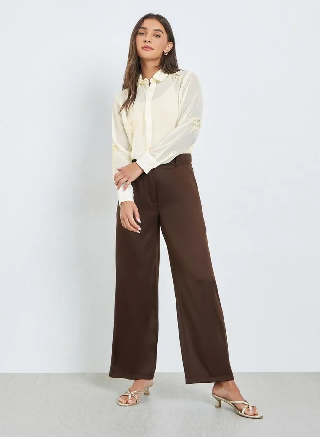 Styli Off-White Embroidered Long Sleeve Shirt