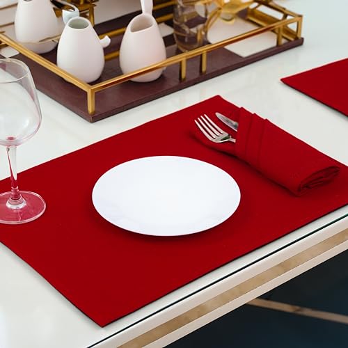 Rustique Linens 100% Cotton Cloth Napkins – Set of 6 Large 46x46 cm | Recycled & Eco-Friendly | Soft, Absorbent Dinner Napkins for Dining Table & Kitchen | Hem Stitched | Crimson Red - Image 3