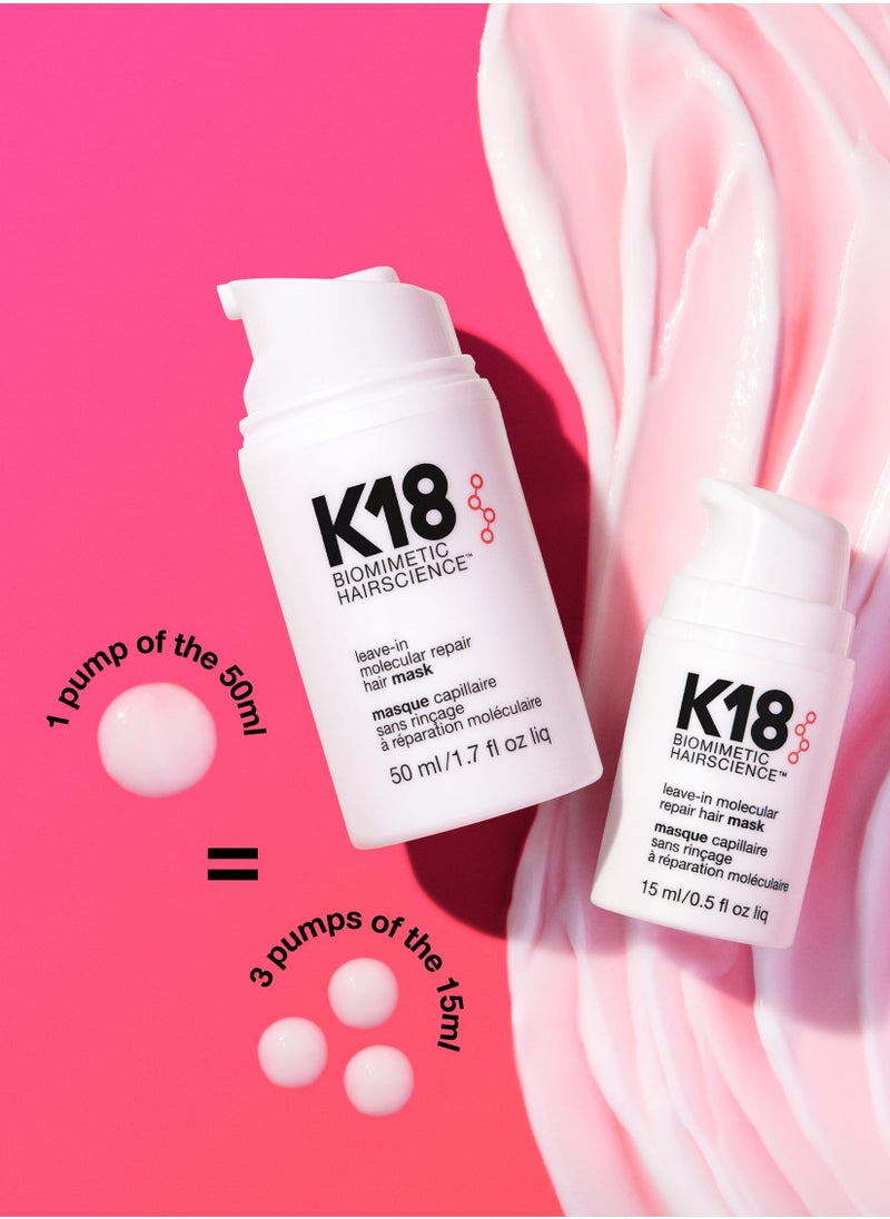 Leave-In Molecular Repair Hair Mask Treatment to Repair Damaged Hair - 4 Minutes to Reverse Damage from Bleach, Color, Chemical Services (50 ml)