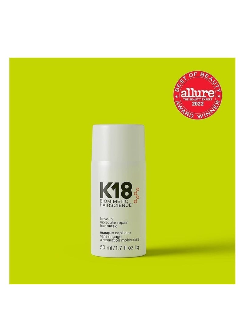 Leave-In Molecular Repair Hair Mask Treatment to Repair Damaged Hair - 4 Minutes to Reverse Damage from Bleach, Color, Chemical Services (50 ml)