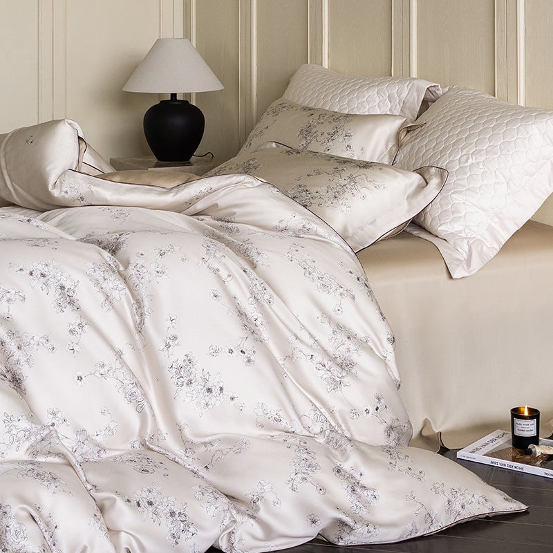 Green Tang Beige Duvet Cover Set - Modern Minimalist Lyocell Bedding - Summer Collection - Image 3
