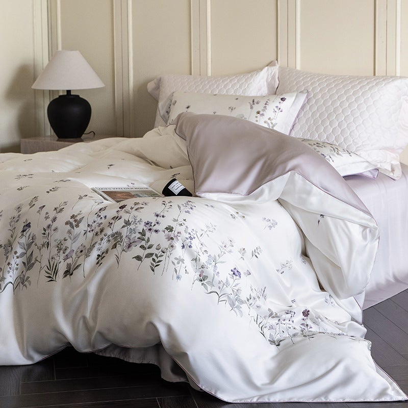 Green Tang Beige Duvet Cover Set - Modern Minimalist Lyocell Bedding - Summer Collection - Image 2