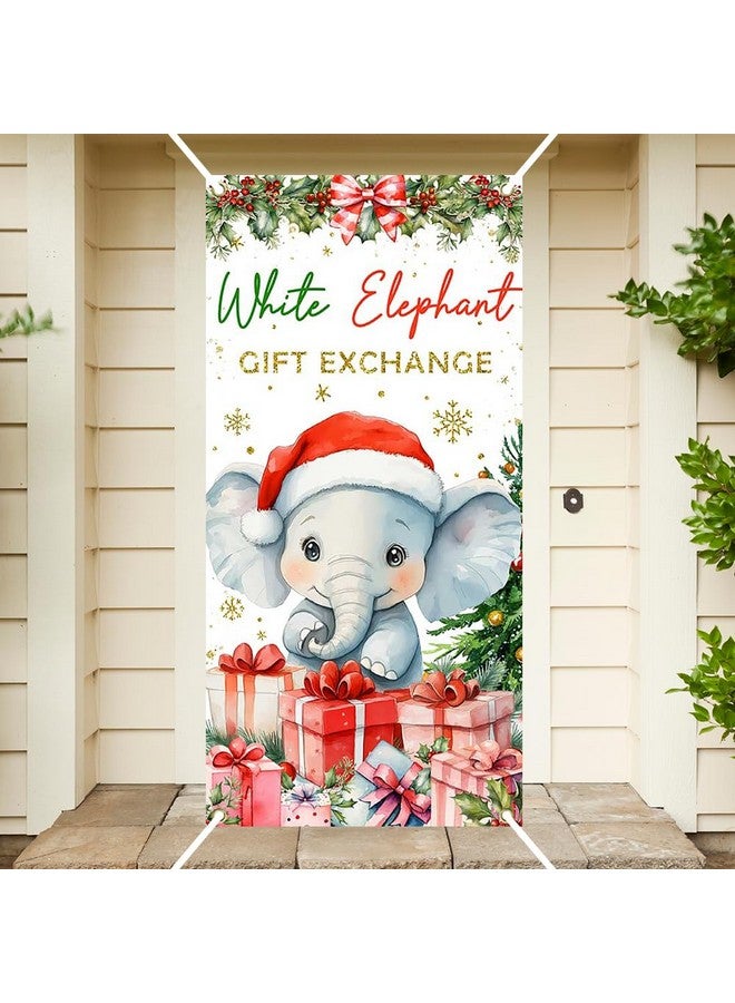 Ticuenicoa White Elephant Gift Exchange Door Cover Merry Christmas Door Banner Decorations Xmas Snowflake Hanging Covers Christmas Eve Porch Sign Banners for Front Door Indoor Outdoor Party Decor - Image 4