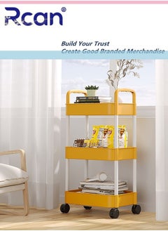 Rcan Removable 3 Tier Storage Rack Stackable Roller Trolley Kids Toy Storage Box Plastic Floor Standing Bookshelf Kindergarten Classification Rack Bedroom Kitchen Bathroom Storage Organizer  - Image 2